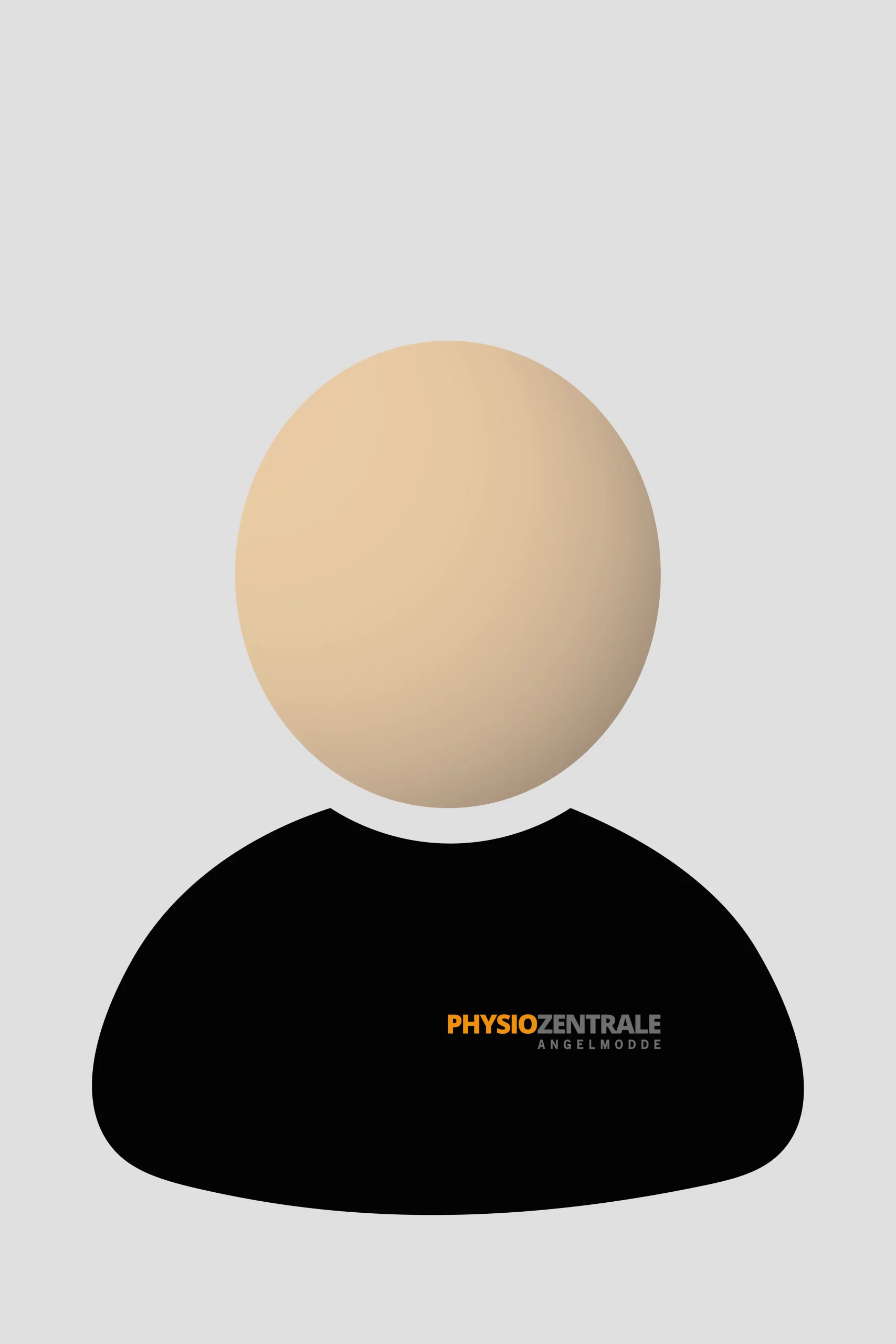 Avatar-Grafik einer Person mit schwarzem Oberteil und dem Aufdruck PHYSIOZENTRALE ANGELMODDE.
