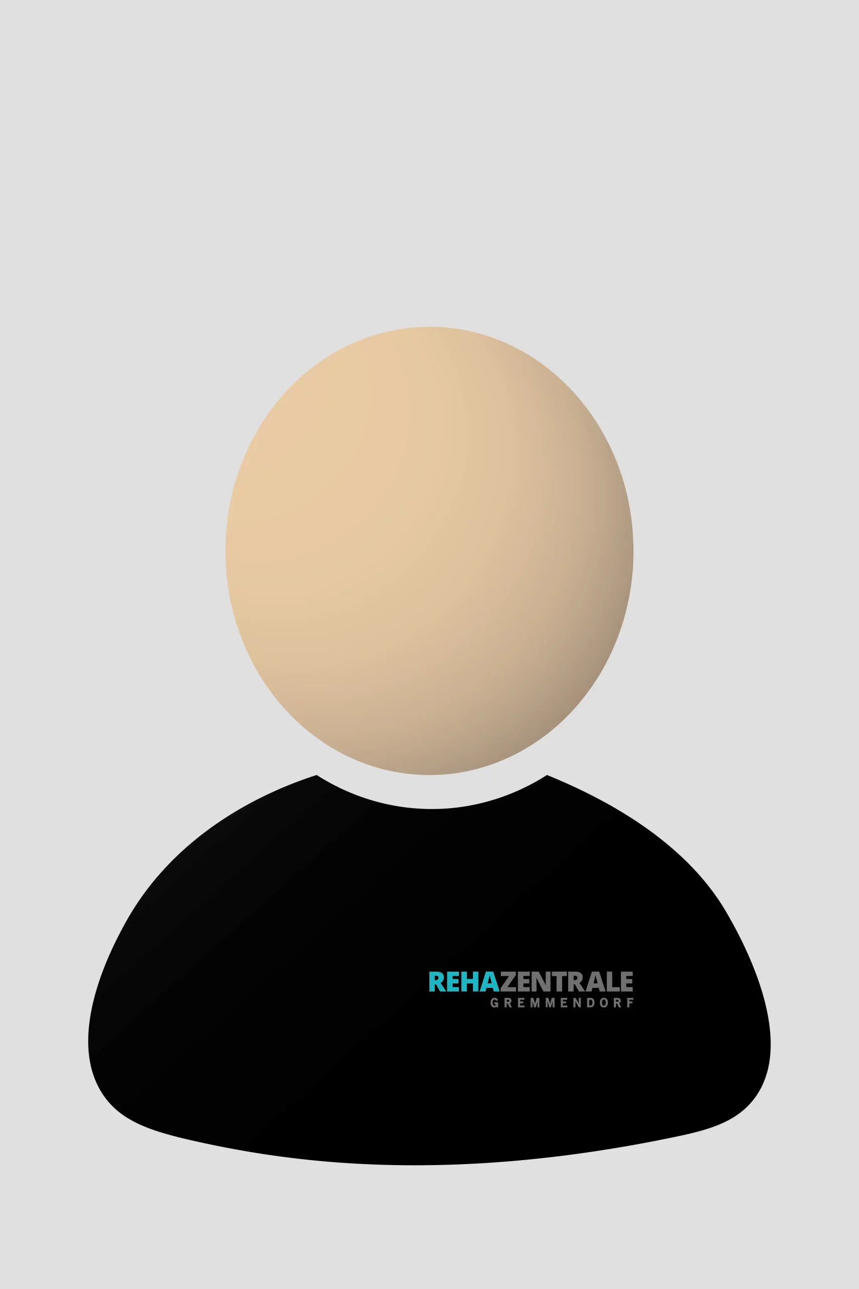 Schematisches Platzhalter-Profilbild einer Person mit schwarzem Oberteil und dem Logo REHAZENTRALE GREMMENDORF.